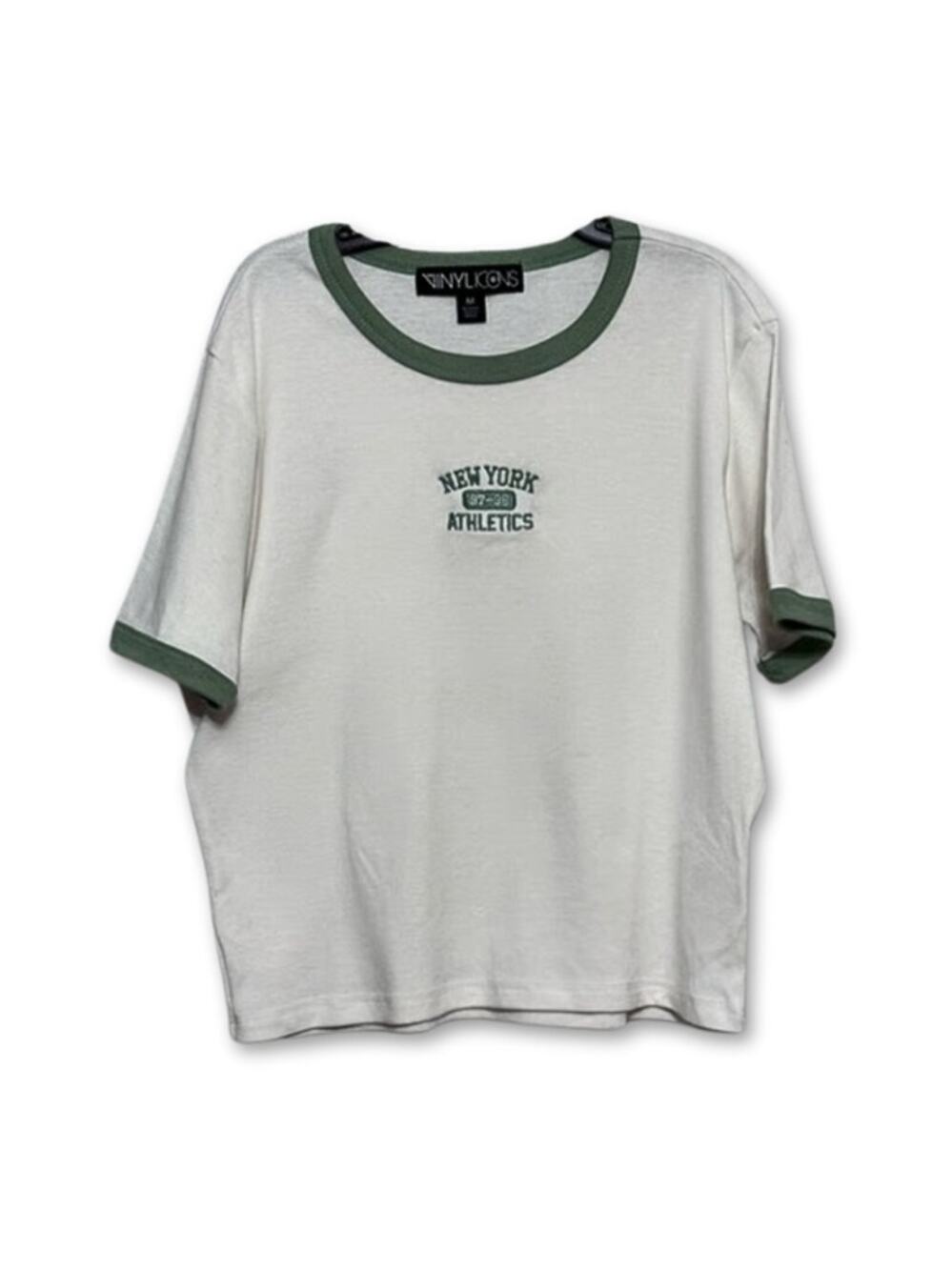 Vinyl Icons T-Shirt New York Athletics 1997-98 Scoop Neckline White Girls M NWOT